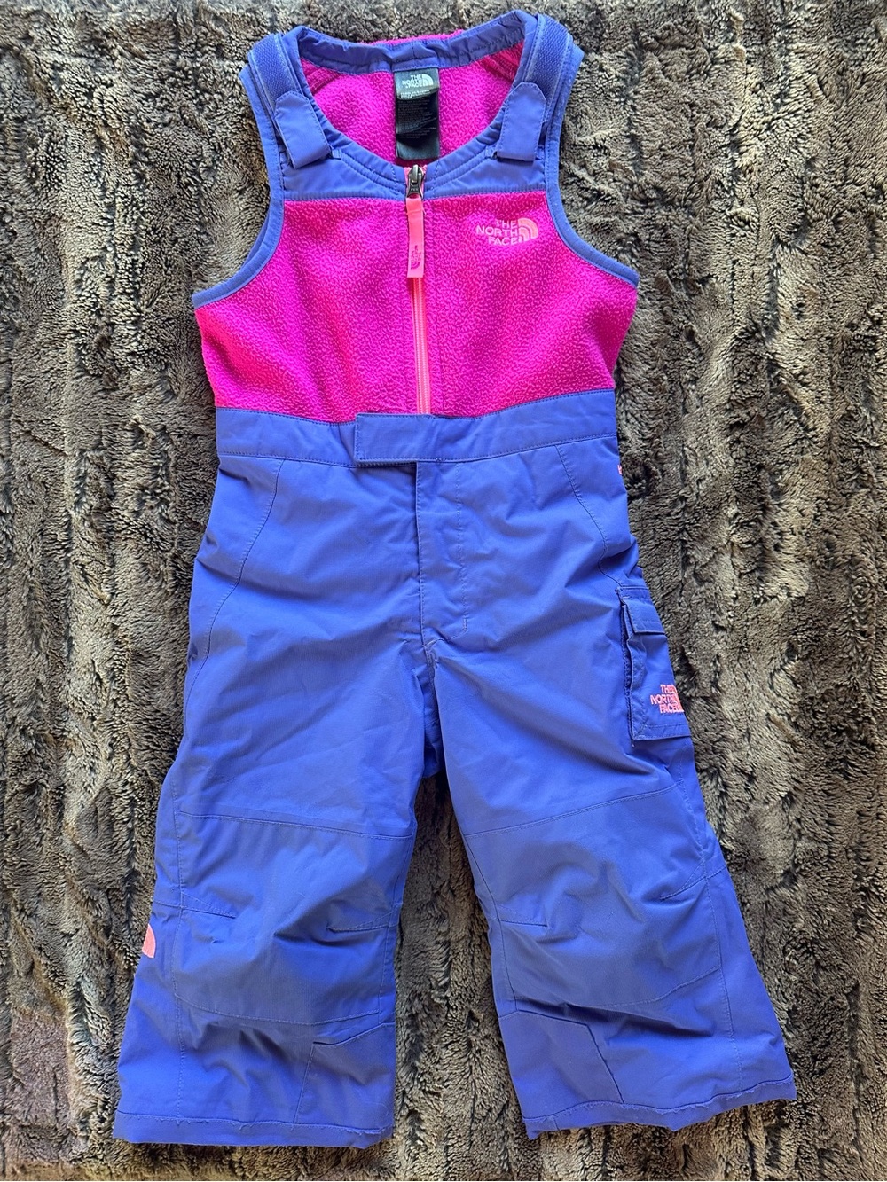 The North Face Pink and Purple Kids' Insulated Snow Overalls